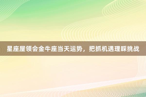 星座屋领会金牛座当天运势，把抓机遇理睬挑战